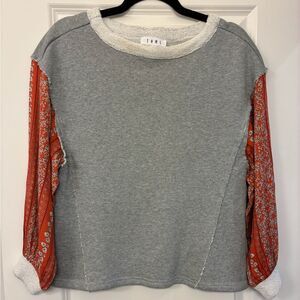 ANTHROPOLOGIE THML Long Sleeve Printed Sleeve Top Women’s Size XS
